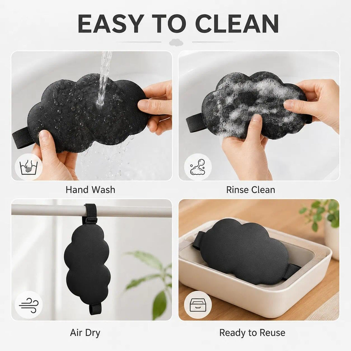 3D Cloud-Contour Sleep Mask Set — 3 Pack