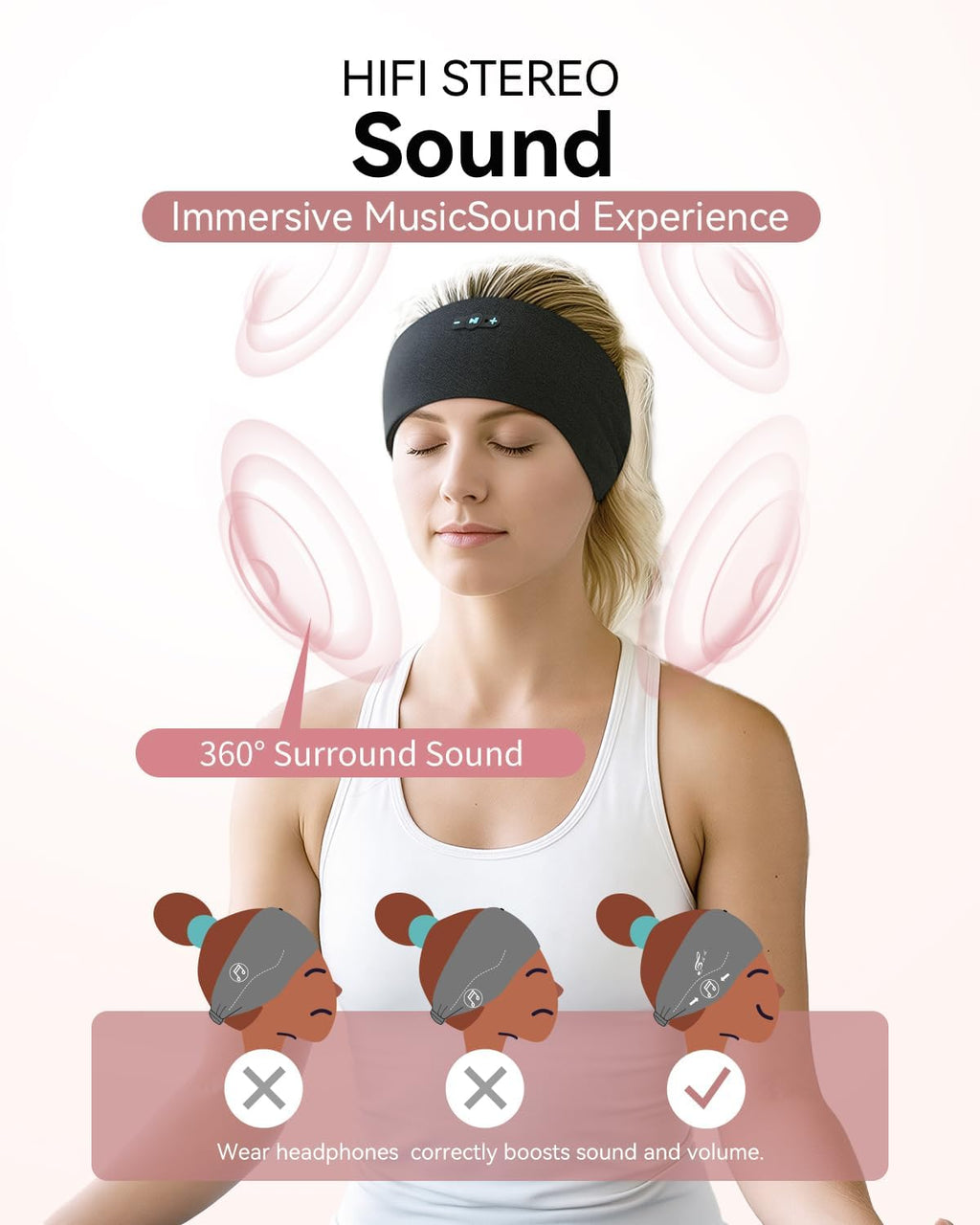 Wireless Sleep Headband with Ultra-Thin Speakers