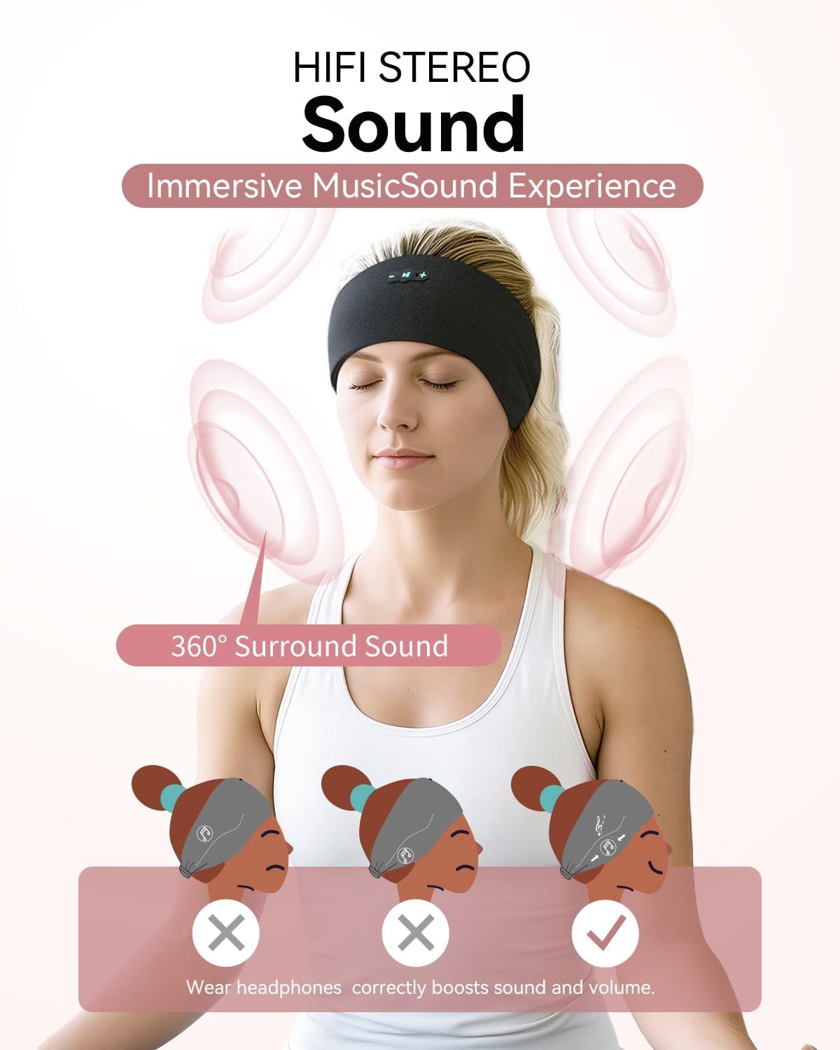 Wireless Sleep Headband with Ultra-Thin Speakers